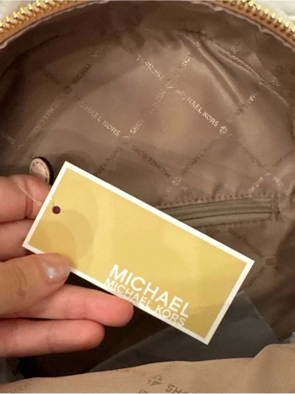 Michael Kors Cream & Beige Signature MK Backpack